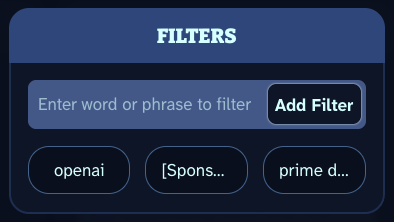 image showing filter boxes within the settings of scoopy.zone
